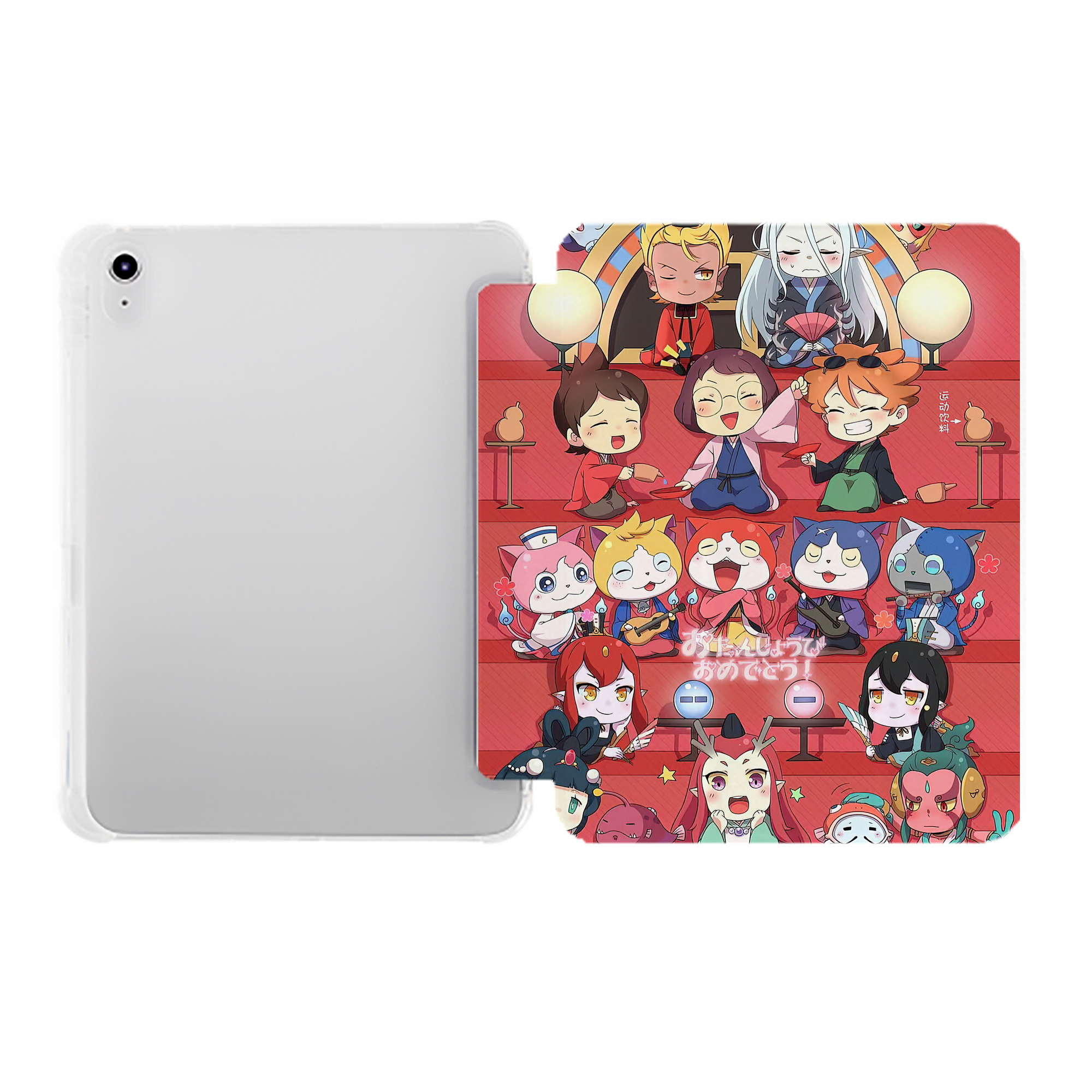 （画像用） 妖怪ウォッチ Yo-kai Watch IPad ケース ペン収納付き 三つ折りスタンド PUレザー×シリコン 対応機種9.5/10.5/10.9インチ